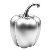 Silver Bell Pepper A Metallic 3D Render on Transparent Background png