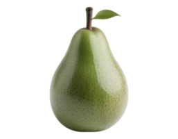 Fresh Green Pear with Stem and Leaf Isolated on Transparent Background png