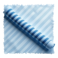 Rolled wrapping paper with blue and white stripes png
