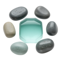Smooth Stones Surrounding a Transparent Geometric Shape png