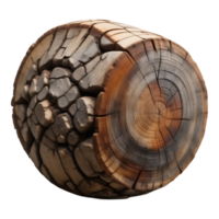 Detailed Cross-Section of a Log with Visible Tree Rings and Textured Surface png