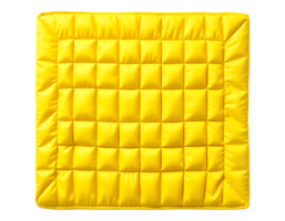Yellow Square Quilted Cushion with Puff Stitching png