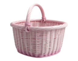 Pink Wicker Basket with Handle png