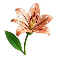 3D Rendered Lily with Polka Dots and Green Leaf png