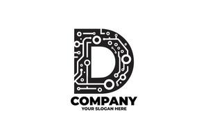 Monogram Letter D Logo with Node Elements vector