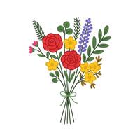 Flat Style Detailed Floral Bouquet Arrangement for Greeting Card and Decoration vector