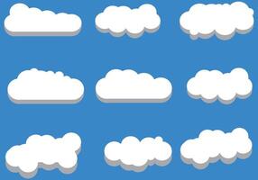 Flat Clouds Shape Design. White cloud front of Blue sky. Cloud set for cartoon, background, social post etc. cloud design with shadow. vector