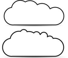 Outlined Flat Clouds design. white clouds dark outlined design with shadow. vector