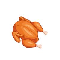 illustration of a roasted chicken facing left. Flat cartoon style food perfect for menus, cooking apps, and festive holiday designs vector