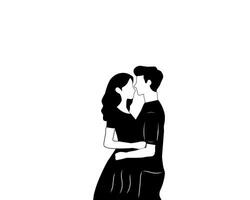 Silhouette of romantic couple hugging. black and white illustration of man and woman in love, perfect for dating, Valentine Day, relationship, or romantic concepts vector