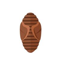 Flat illustration of an insect pupa stage. Represents transformation phase in the metamorphosis process. Useful for biology or educational materials vector