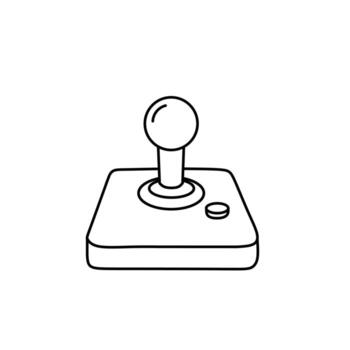 Outline style of a joystick controller. Simple black-and-white design great for minimalist gaming icons, retro devices, and interface elements vector