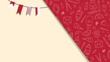 Creative corner bunting flags with doodle pattern for Indonesia Eightieth Independence Day poster vector