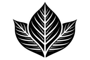 Elegant Black and White Stylized Tobacco Leaves Design, Symbolic of Natures Strength and Serenity, Isolated on White Background vector
