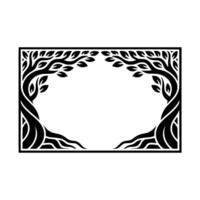 Stylized Tree Frame, Elegant Botanical Border, Vintage, Trees vector