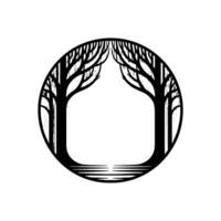 Circular Grove Symbolic Tree Portal, Minimalist vector
