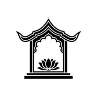 Serene Asian Pavilion with Lotus Blossom Emblem vector