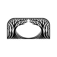 Intricate Tree Portal, Symbolic Gateway, Black White vector