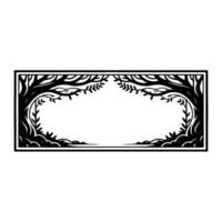 Stylized Forest Frame, Ethereal Woodland Border vector
