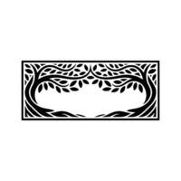 Elegant Black Tree Frame, Vintage Botanical Illustration, Lineart vector