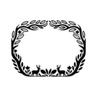 Rustic Deer Wreath Border, Woodland Elegance vector