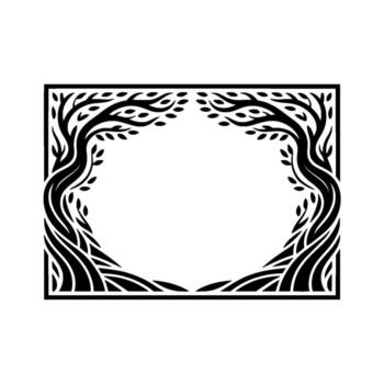 Stylized Tree Frame, Minimalist Botanical, Trees vector