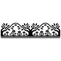 Stylized Forest Border, Black White Illustration, Trees vector