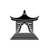 Minimalist Japanese Pagoda Emblem, Tranquil Gateway Symbol vector