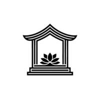 Serene Sanctuary Black Lotus within a Traditional Frame vector