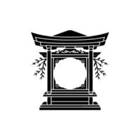 Elegant Black Japanese Torii Gate, Minimalist vector