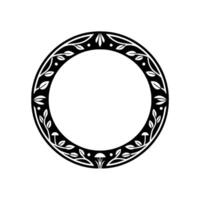Elegant Botanical Circle Frame, Vintage Style, Mushroom vector