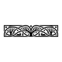 Winter Woodland Border, Stylized Tree Rabbit Motif vector