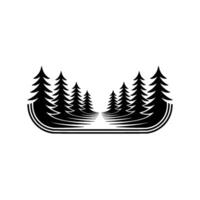 Minimalist Forest Silhouette, Tranquil Wilderness Emblem, Pines vector