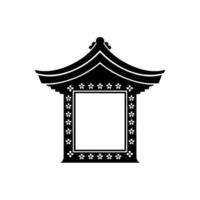 Japanese Pagoda Frame, Minimalist Silhouette, Tranquil vector