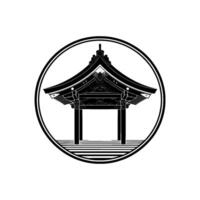 Japanese Pagoda Emblem, Minimalist, Circle vector