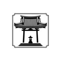 Minimalist Torii Gate Emblem, Tranquil Japanese vector