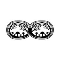 Eternal Grove Intertwined Trees and Mushrooms in Circular vector