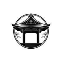 Japanese Torii Gate Emblem, Serene Symbol of Tradition vector