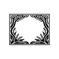Stylized Black White Tree Frame, Organic Border vector