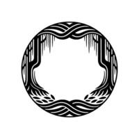 Abstract Circular Emblem, Organic Wave, Minimalist vector