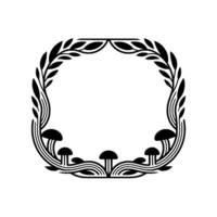 Art Nouveau Mushroom Frame, Elegant Botanical Border vector