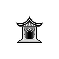 Stylized Asian Pavilion Emblem, Minimalist vector