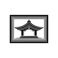 Minimalist Japanese Pavilion Emblem, Serene Symbol vector