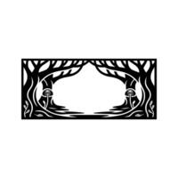 Ethereal Forest Portal, Black Silhouette, Mystical Gateway vector