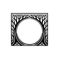 Stylized Tree Frame, Minimalist Circle, Vintage Aesthetic vector