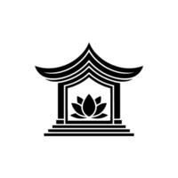 Serene Pavilion, Lotus Sanctuary - Minimalist Emblem vector