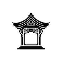 Elegant Japanese Pagoda Silhouette, Minimalist, Architecture vector