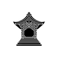 Intricate Asian Pavilion Silhouette, Minimalist, Architecture vector