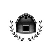 Rustic Barn Emblem, Vintage Farmhouse Illustration - Agricultural vector