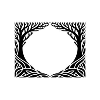 Celtic Tree Frame, Symbolic Border, Ancient vector